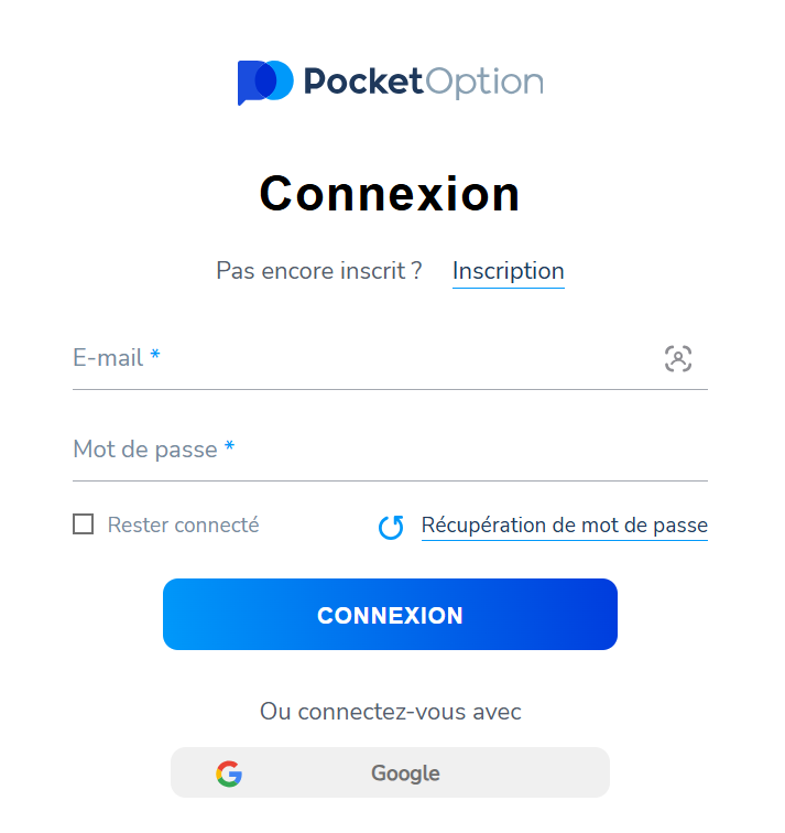 Comment se connecter sur Pocket Option.