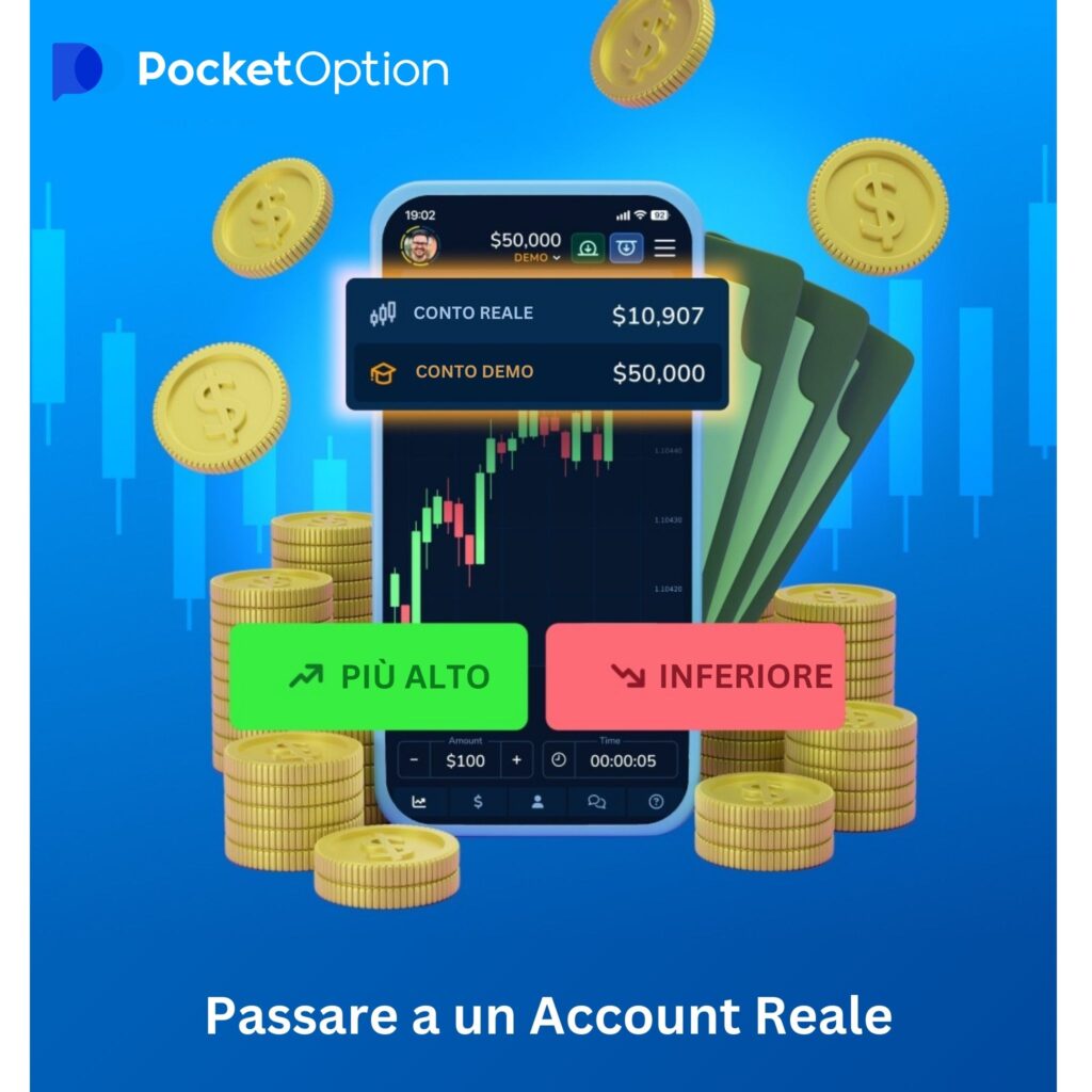Passare a un account reale Pocket Option.