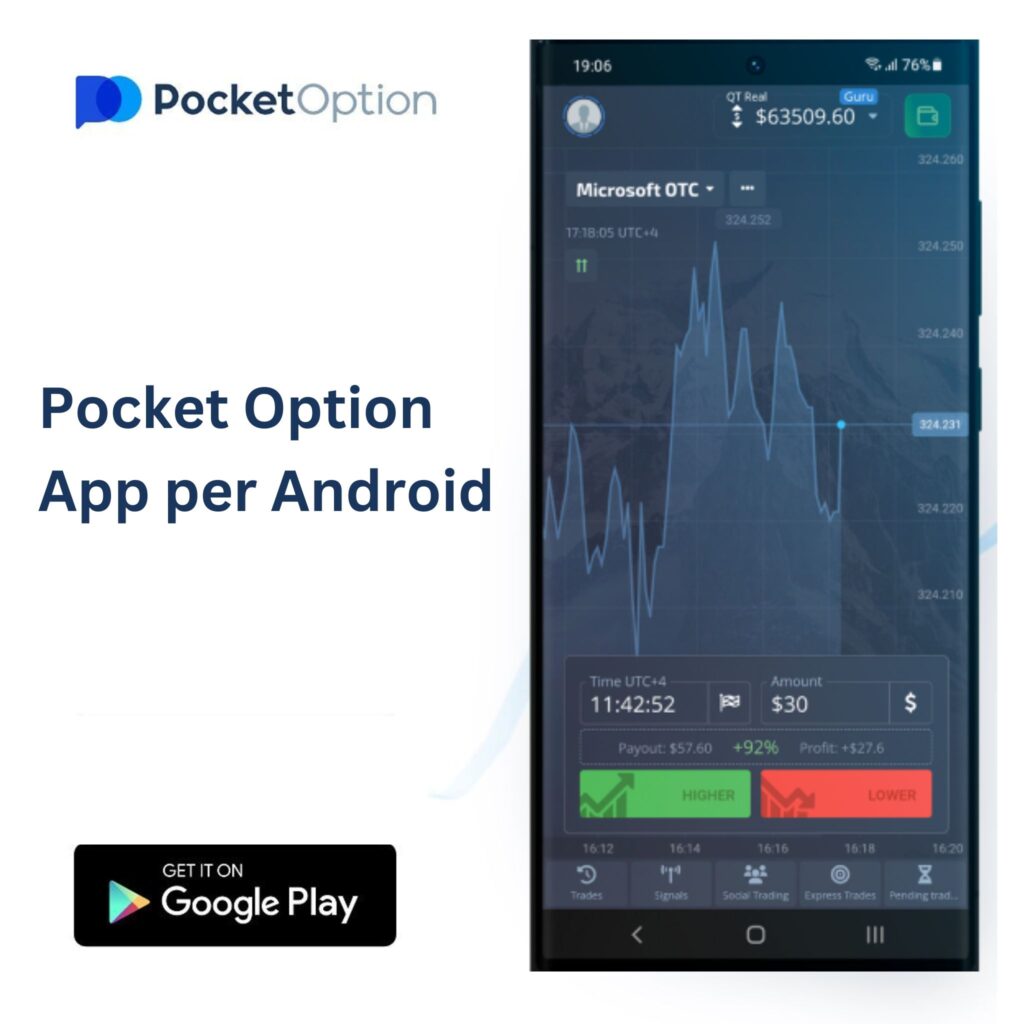 Pocket Option App per Android.