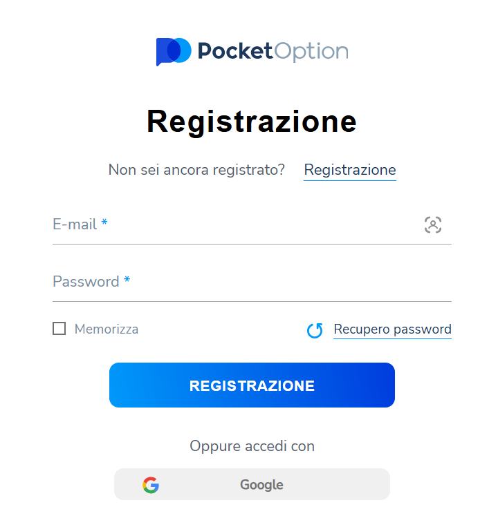 Come accedere su Pocket Option.