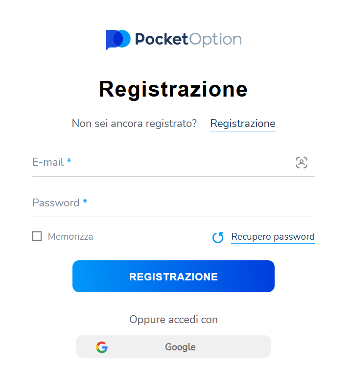 Guida passo-passo alla registrazione Pocket Option.